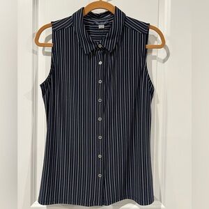 NWT Tommy Hilfiger Women’s Navy and White Striped Blouse Size L